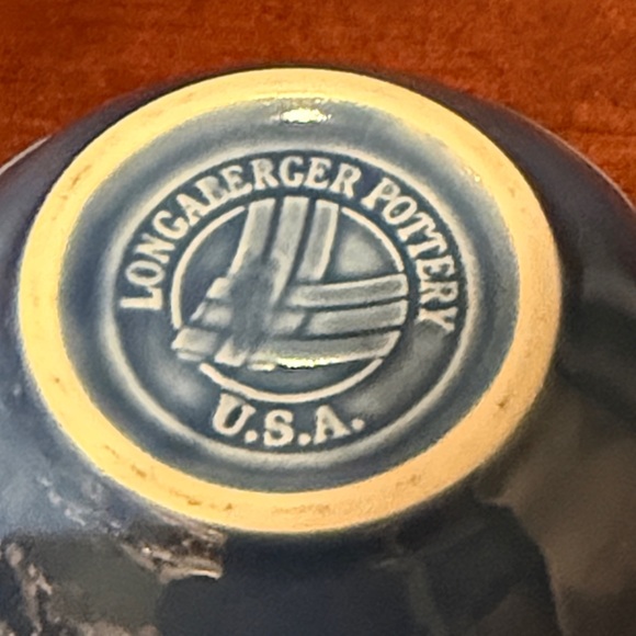 Set of 2 Longaberger Dessert Bowls Woven Traditions, Butternut Yellow and Blue - Picture 11 of 12